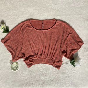 Free People Orange Batwing Crop Top